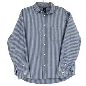 Vans Mens Button Up Shirt‎ Small Blue White Striped Long Sleeve Casual
